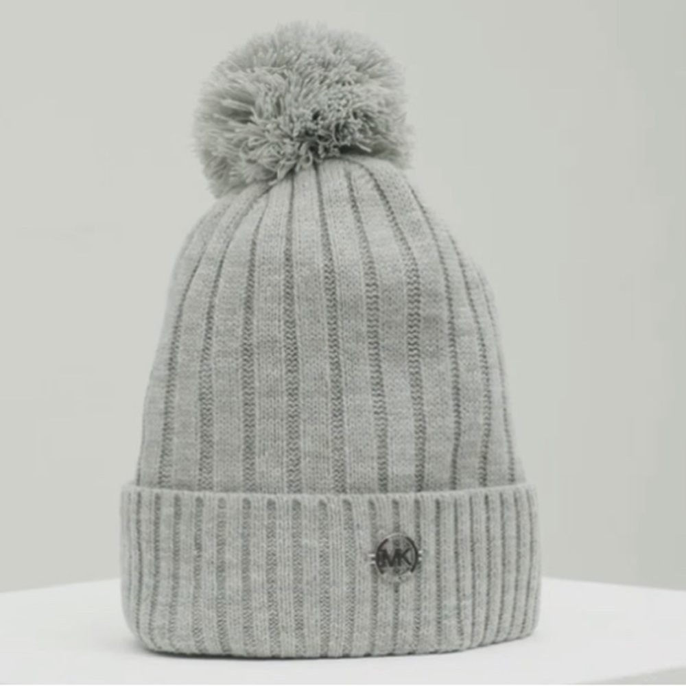• Michael Kors • NWT Light Gray Beanie with Pom Pom • 1 Size fits most